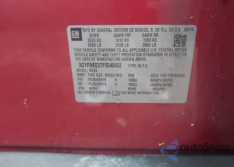 2015 Cadillac Srx Luxury Collection z USA, uszkodzony, nr VIN 3GYFNEE37FS546432